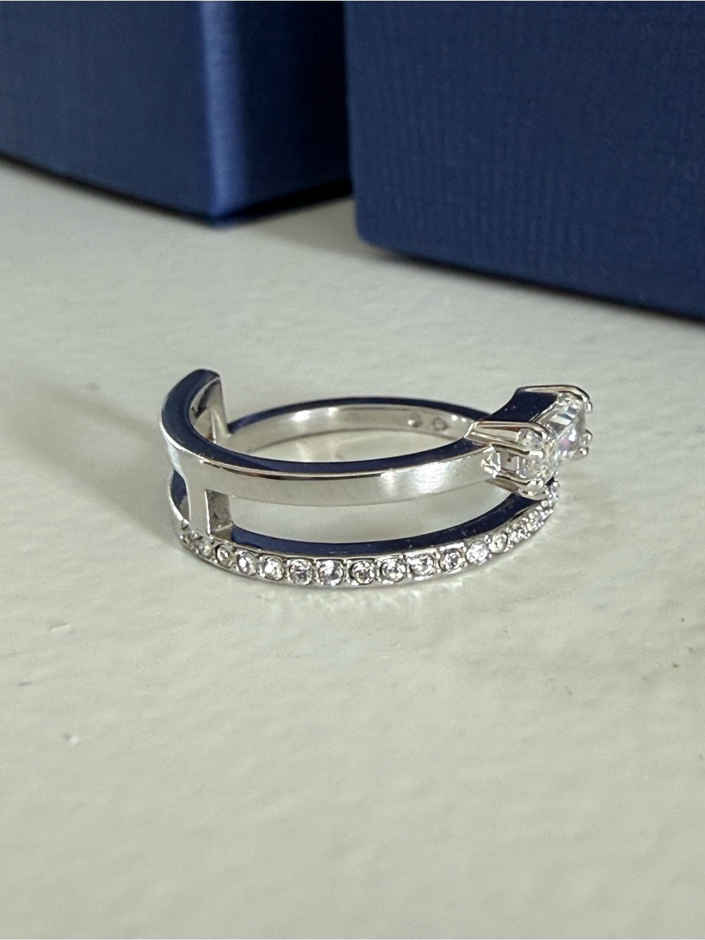 NWT Swarovski Crystal Open Wrap Ring Size 52 US 5.75 Box & Tag - Picture 4 of 10
